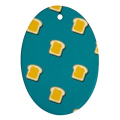 Toast With Cheese Funny Retro Pattern Turquoise Green Background Oval Ornament (two Sides) by genx