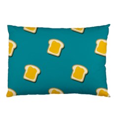 Toast With Cheese Funny Retro Pattern Turquoise Green Background Pillow Case by genx