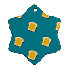 Toast With Cheese Funny Retro Pattern Turquoise Green Background Ornament (snowflake) by genx