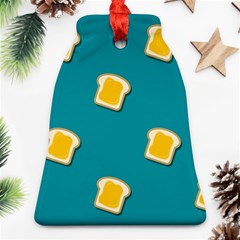 Toast With Cheese Funny Retro Pattern Turquoise Green Background Ornament (bell) by genx