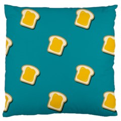 Toast With Cheese Funny Retro Pattern Turquoise Green Background Large Cushion Case (one Side) by genx