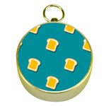 Toast With Cheese Funny Retro Pattern Turquoise Green Background Gold Compasses Front