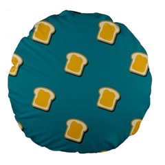 Toast With Cheese Funny Retro Pattern Turquoise Green Background Large 18  Premium Flano Round Cushions by genx