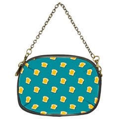 Toast With Cheese Funny Retro Pattern Turquoise Green Background Chain Purse (two Sides) by genx