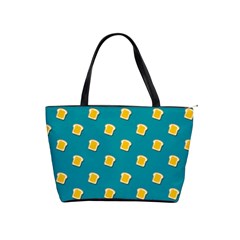 Toast With Cheese Funny Retro Pattern Turquoise Green Background Classic Shoulder Handbag by genx