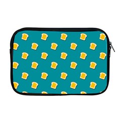 Toast With Cheese Funny Retro Pattern Turquoise Green Background Apple Macbook Pro 17  Zipper Case by genx