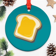 Toast With Cheese Funny Retro Pattern Turquoise Green Background Ornament (round) by genx