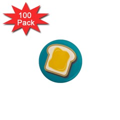 Toast With Cheese Funny Retro Pattern Turquoise Green Background 1  Mini Magnets (100 Pack)  by genx