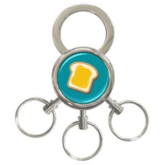 Toast With Cheese Funny Retro Pattern Turquoise Green Background 3-ring Key Chains by genx