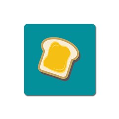 Toast With Cheese Funny Retro Pattern Turquoise Green Background Square Magnet by genx