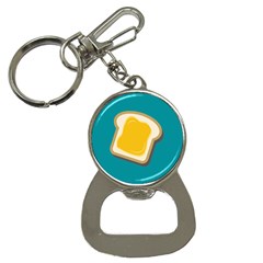 Toast With Cheese Funny Retro Pattern Turquoise Green Background Bottle Opener Key Chains by genx