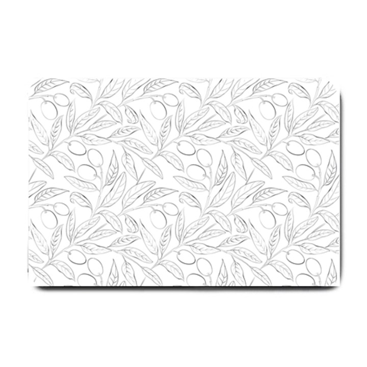 Organic Olive Leaves Pattern Hand drawn Black and white Small Doormat 