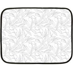 Organic Olive Leaves Pattern Hand Drawn Black And White Fleece Blanket (mini) by genx