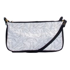 Organic Olive Leaves Pattern Hand Drawn Black And White Shoulder Clutch Bag by genx