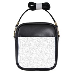 Organic Olive Leaves Pattern Hand Drawn Black And White Girls Sling Bag by genx