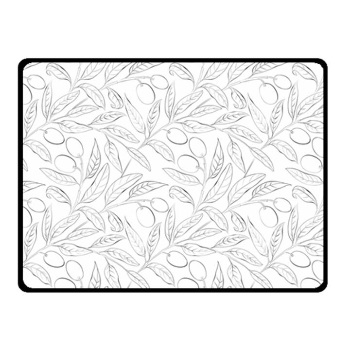 Organic Olive Leaves Pattern Hand drawn Black and white Fleece Blanket (Small)