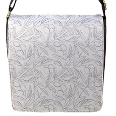 Organic Olive Leaves Pattern Hand Drawn Black And White Flap Closure Messenger Bag (s) by genx