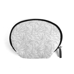 Organic Olive Leaves Pattern Hand Drawn Black And White Accessory Pouch (small) by genx