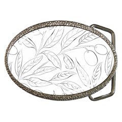 Organic Olive Leaves Pattern Hand Drawn Black And White Belt Buckles by genx