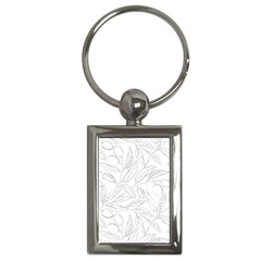 Organic Olive Leaves Pattern Hand Drawn Black And White Key Chains (rectangle)  by genx