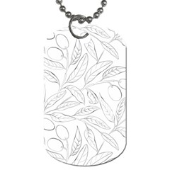 Organic Olive Leaves Pattern Hand Drawn Black And White Dog Tag (one Side) by genx