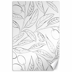 Organic Olive Leaves Pattern Hand Drawn Black And White Canvas 24  X 36  by genx