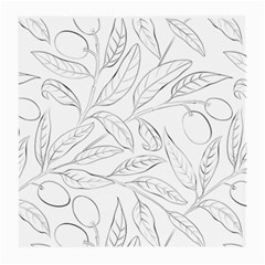 Organic Olive Leaves Pattern Hand Drawn Black And White Medium Glasses Cloth by genx