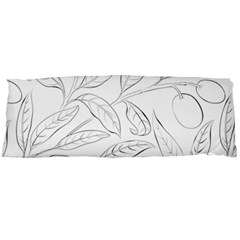 Organic Olive Leaves Pattern Hand Drawn Black And White Body Pillow Case (dakimakura) by genx