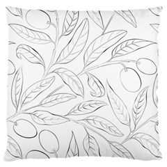 Organic Olive Leaves Pattern Hand Drawn Black And White Large Cushion Case (one Side) by genx