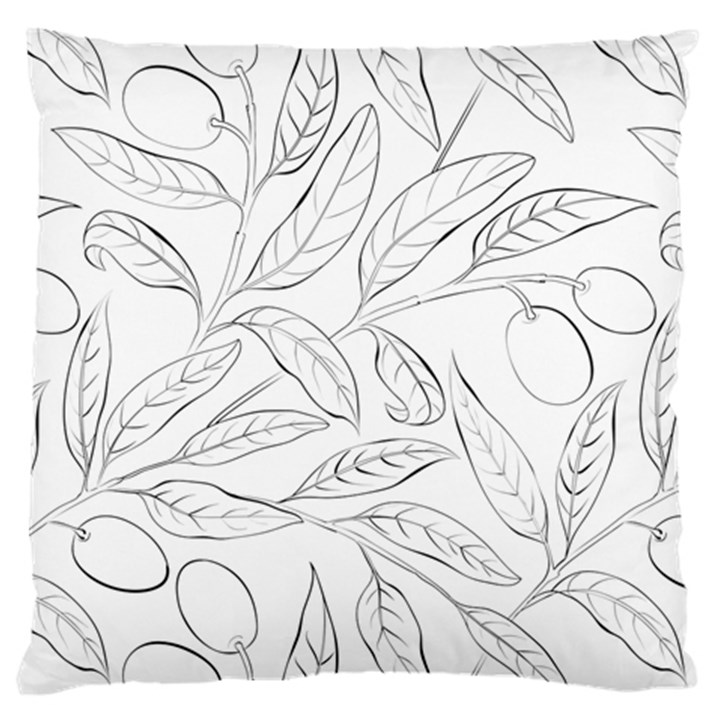 Organic Olive Leaves Pattern Hand drawn Black and white Standard Flano Cushion Case (One Side)