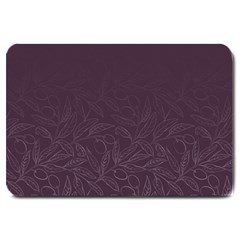 Organic Olive Leaves Pattern Hand Drawn Purple Red Wine Large Doormat  by genx