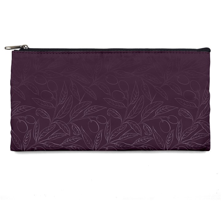 Organic Olive Leaves Pattern Hand drawn Purple Red Wine Pencil Cases