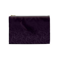 Organic Olive Leaves Pattern Hand Drawn Purple Red Wine Cosmetic Bag (medium) by genx