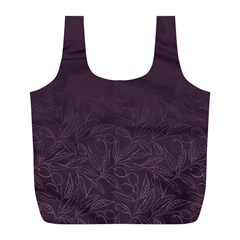 Organic Olive Leaves Pattern Hand Drawn Purple Red Wine Full Print Recycle Bag (l) by genx