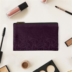 Organic Olive Leaves Pattern Hand Drawn Purple Red Wine Cosmetic Bag (xs) by genx