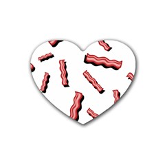 Funny Bacon Slices Pattern Infidel Red Meat Rubber Coaster (heart)