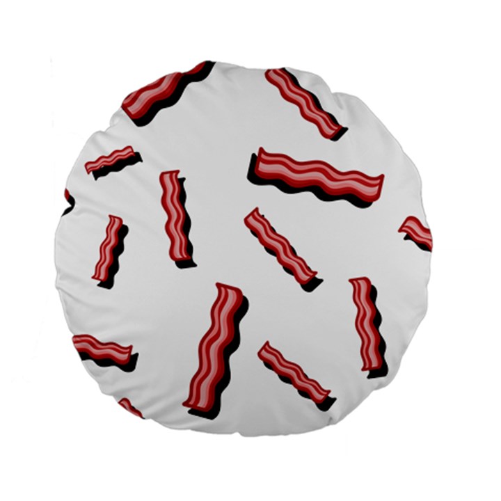 Funny Bacon Slices Pattern infidel red meat Standard 15  Premium Flano Round Cushion 