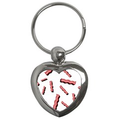 Funny Bacon Slices Pattern Infidel Red Meat Key Chain (heart) by genx