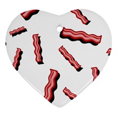 Funny Bacon Slices Pattern Infidel Red Meat Heart Ornament (two Sides) by genx