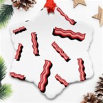 Funny Bacon Slices Pattern infidel red meat Ornament (Snowflake) Front