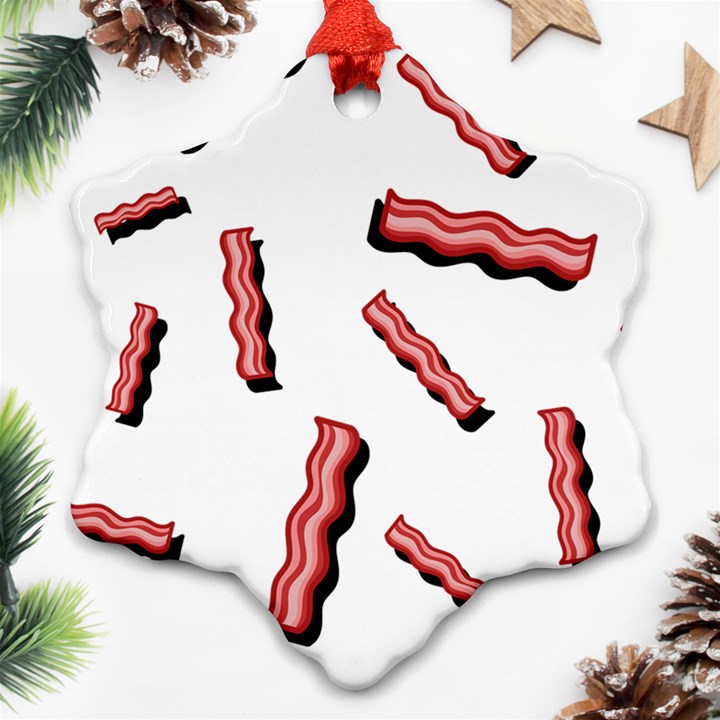 Funny Bacon Slices Pattern infidel red meat Ornament (Snowflake)