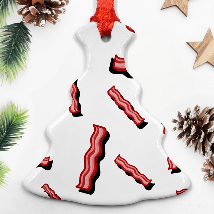 Funny Bacon Slices Pattern infidel red meat Ornament (Christmas Tree) 