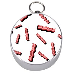 Funny Bacon Slices Pattern Infidel Red Meat Silver Compass by genx