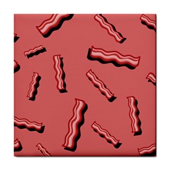 Funny Bacon Slices Pattern Infidel Vintage Red Meat Background  Tile Coasters by genx