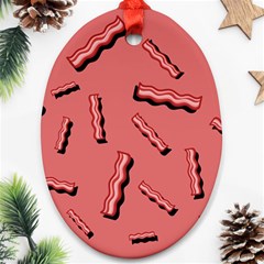 Funny Bacon Slices Pattern Infidel Vintage Red Meat Background  Oval Ornament (two Sides) by genx