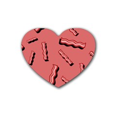 Funny Bacon Slices Pattern Infidel Vintage Red Meat Background  Rubber Coaster (heart)  by genx