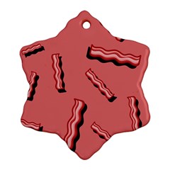 Funny Bacon Slices Pattern Infidel Vintage Red Meat Background  Snowflake Ornament (two Sides) by genx