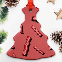 Funny Bacon Slices Pattern Infidel Vintage Red Meat Background  Christmas Tree Ornament (two Sides) by genx