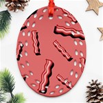 Funny Bacon Slices Pattern infidel vintage red meat background  Oval Filigree Ornament (Two Sides) Front