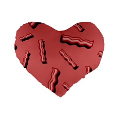 Funny Bacon Slices Pattern Infidel Vintage Red Meat Background  Standard 16  Premium Heart Shape Cushions by genx